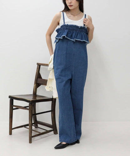 荷葉邊牛仔連體褲