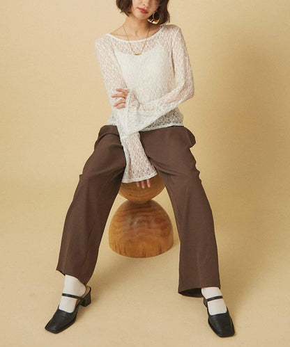 蕾絲喇叭袖 PO套頭上衣