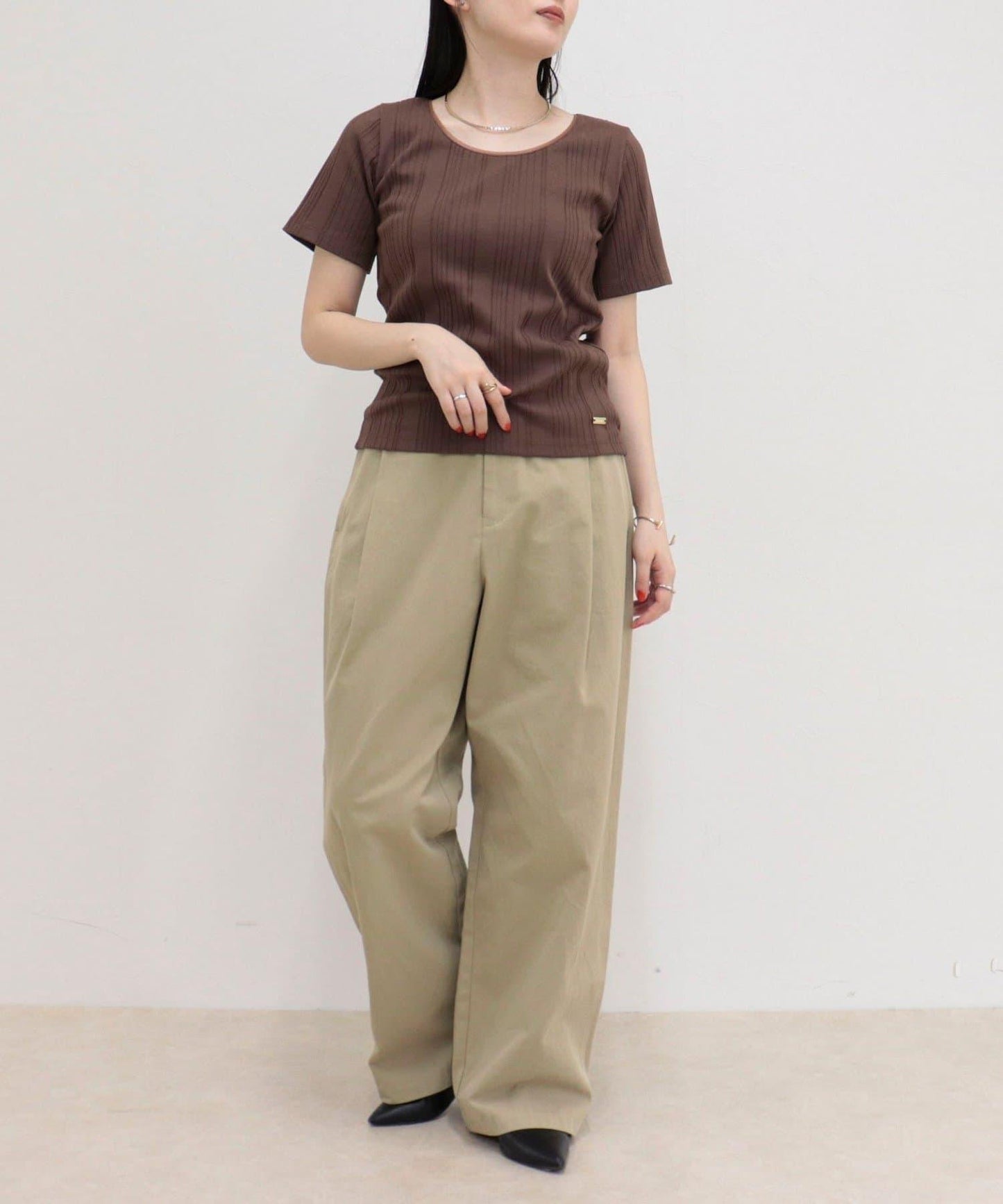 隨機羅紋 五分袖 T恤