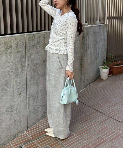 閃亮Logo 下襬蕾絲 羅紋 上衣