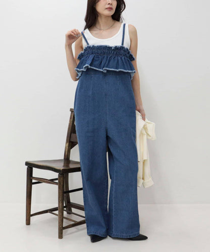 荷葉邊牛仔連體褲