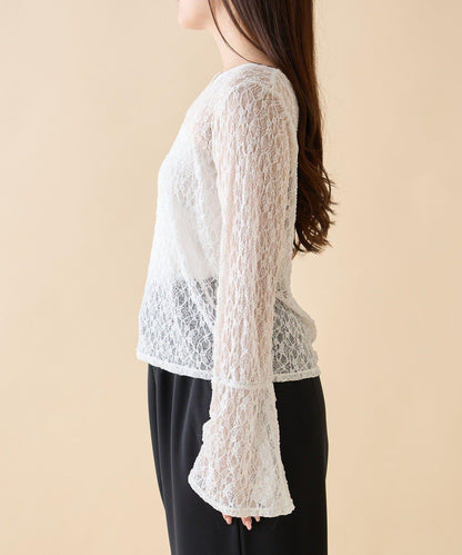 蕾絲喇叭袖 PO套頭上衣