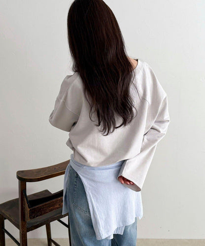 做舊毛圈露肩套頭衛衣