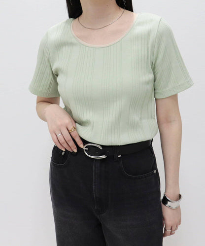 隨機羅紋 五分袖 T恤