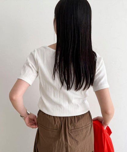 隨機羅紋 五分袖 T恤