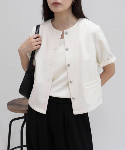 @sora_522m企畫 無領五分袖夾克