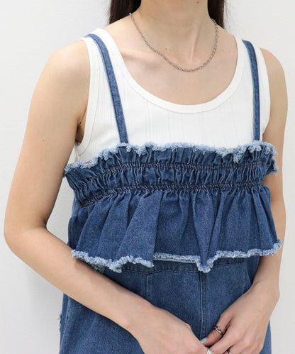 荷葉邊牛仔連體褲