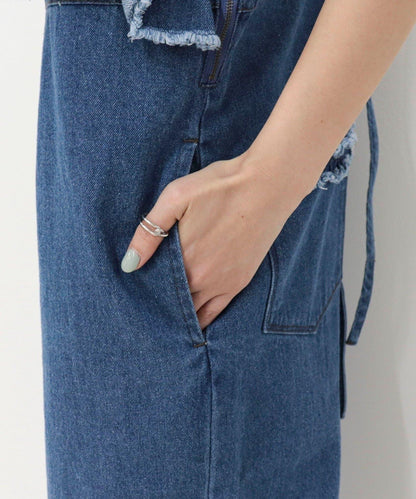 荷葉邊牛仔連體褲