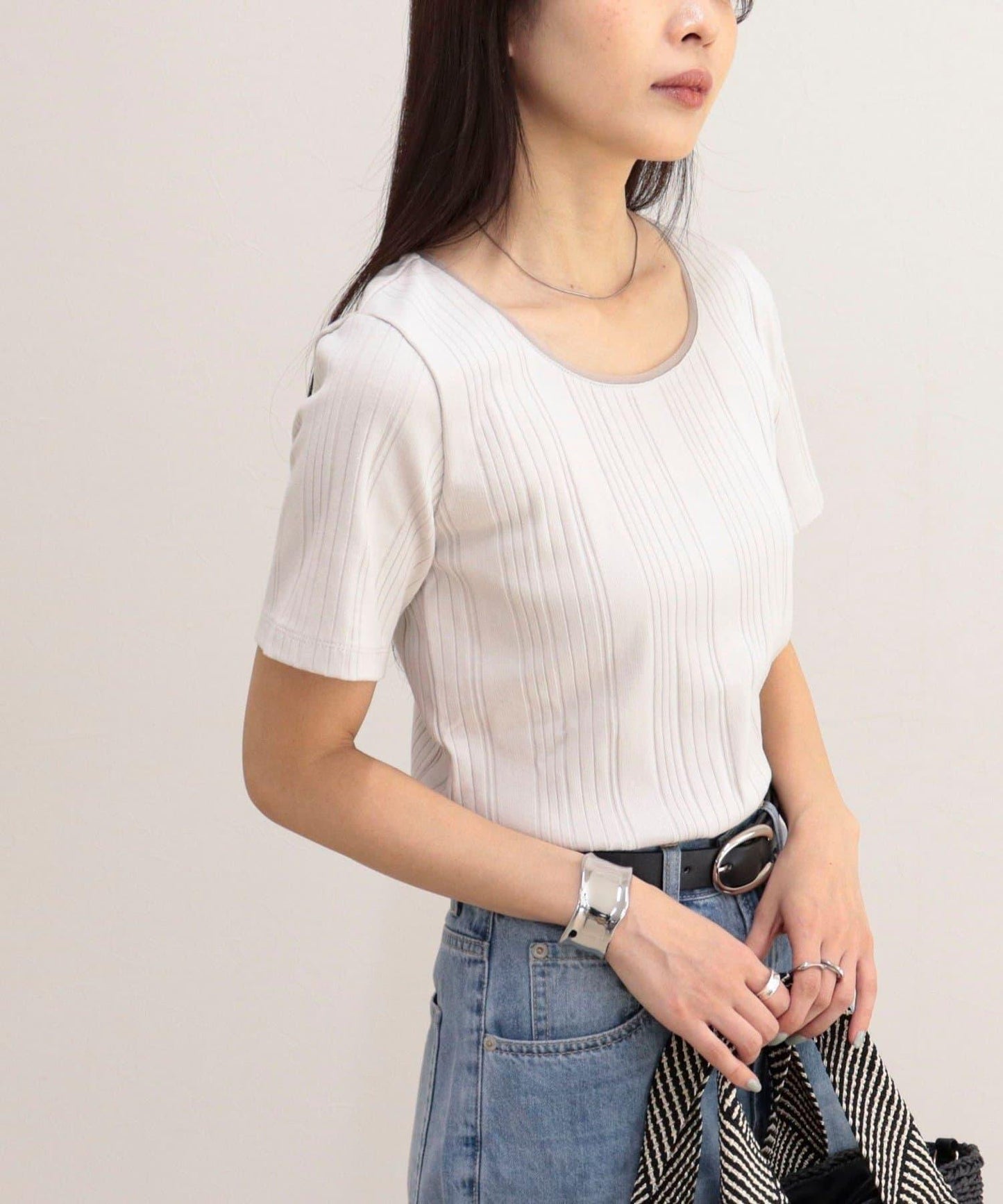 隨機羅紋 五分袖 T恤