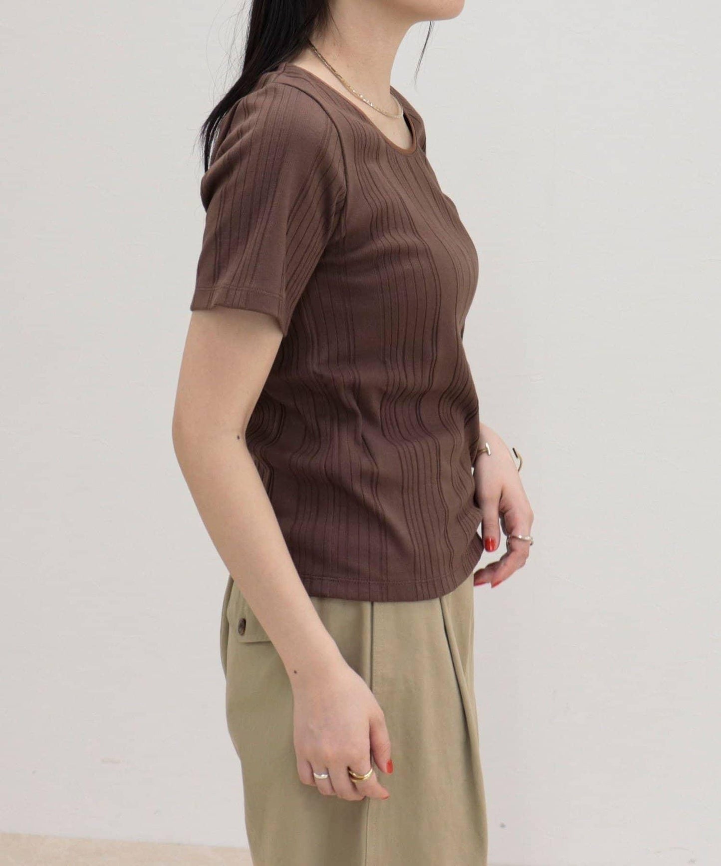 隨機羅紋 五分袖 T恤