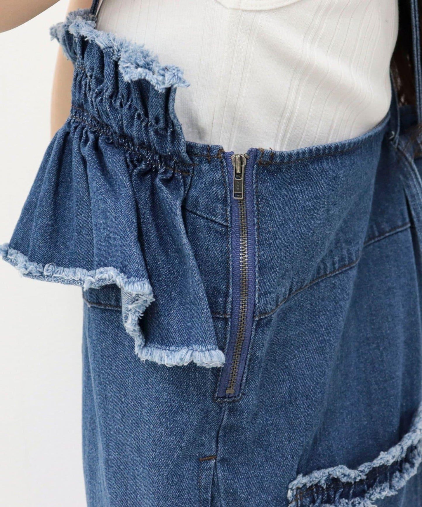 荷葉邊牛仔連體褲