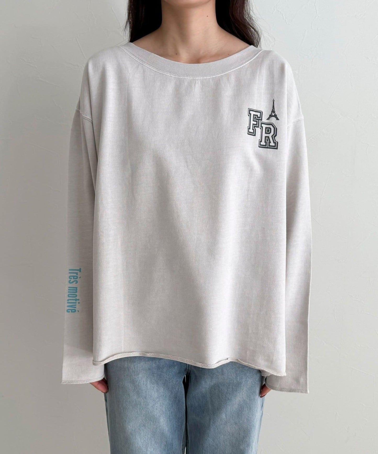 做舊毛圈露肩套頭衛衣