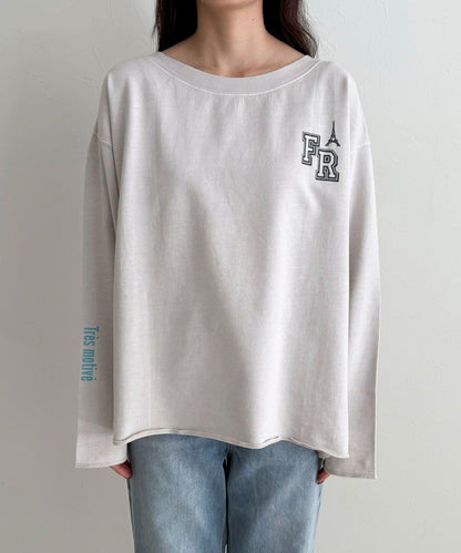 做舊毛圈露肩套頭衛衣