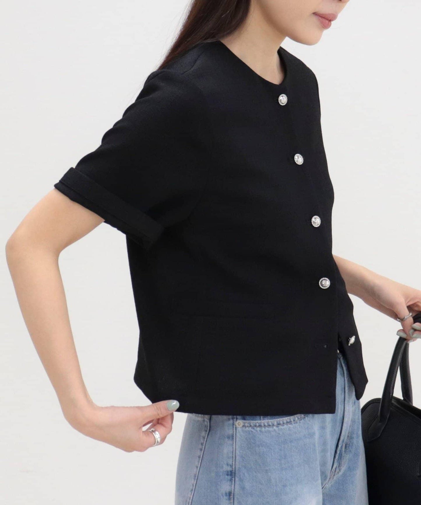 @sora_522m企畫 無領五分袖夾克