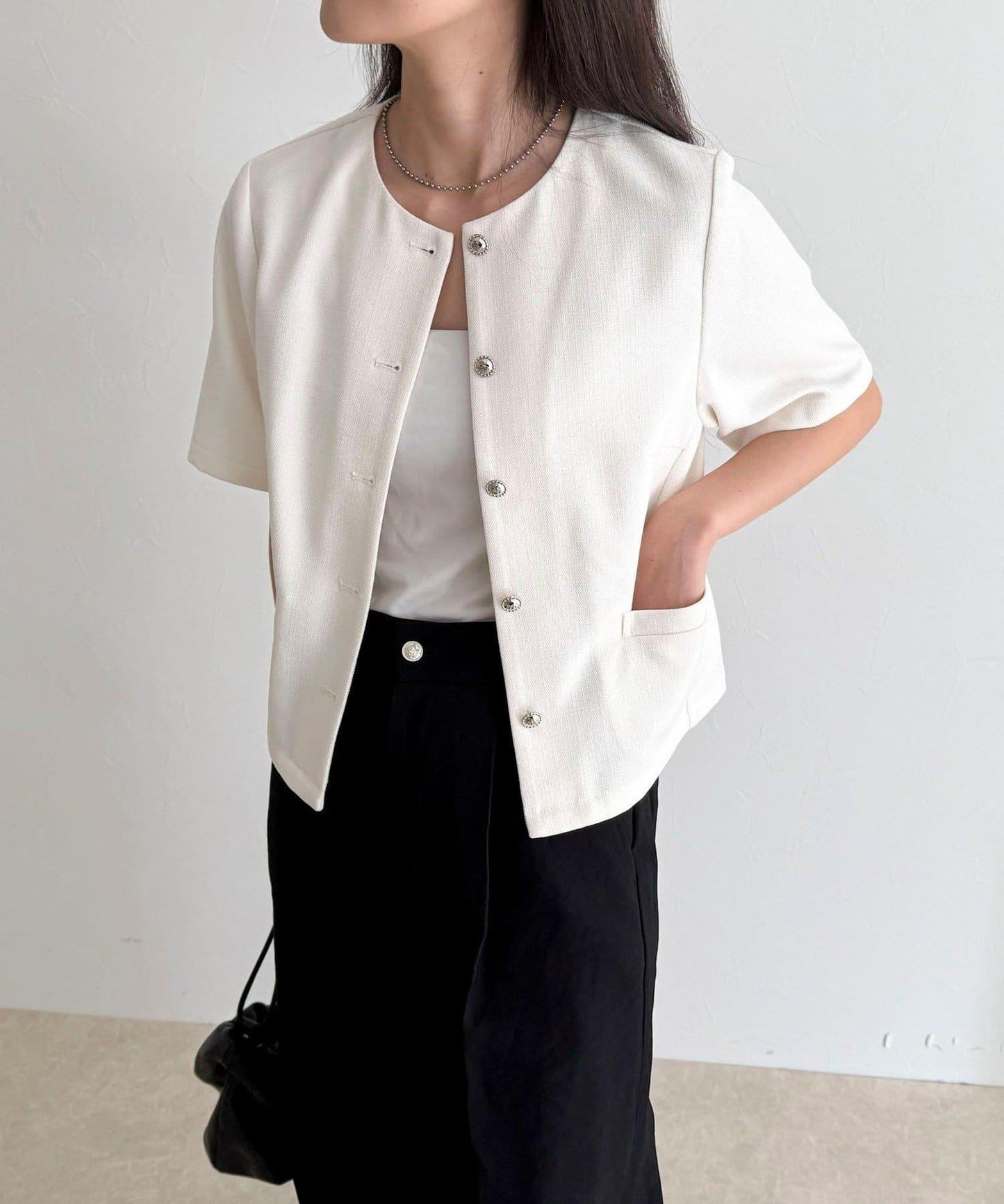 @sora_522m企畫 無領五分袖夾克