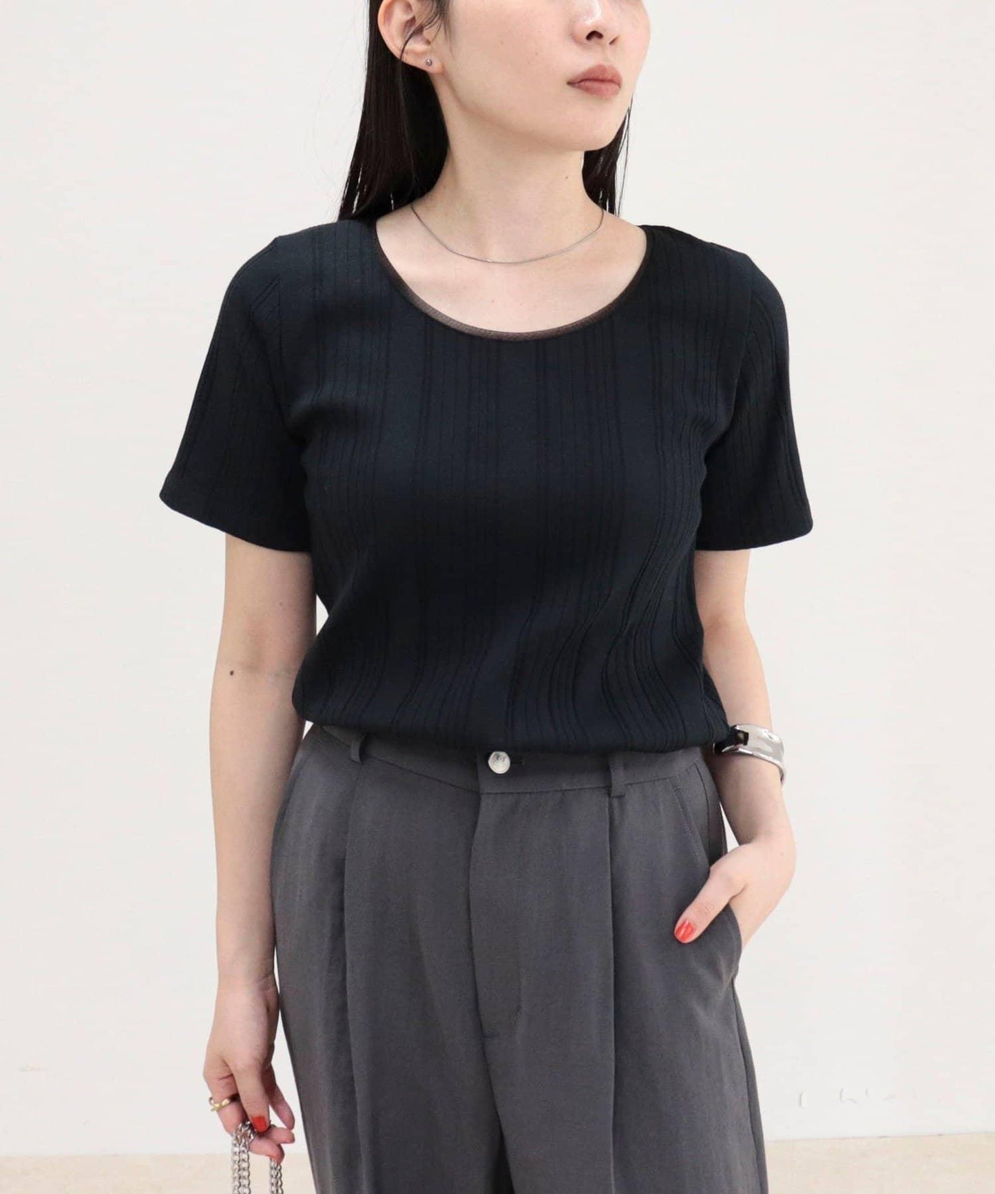 隨機羅紋 五分袖 T恤