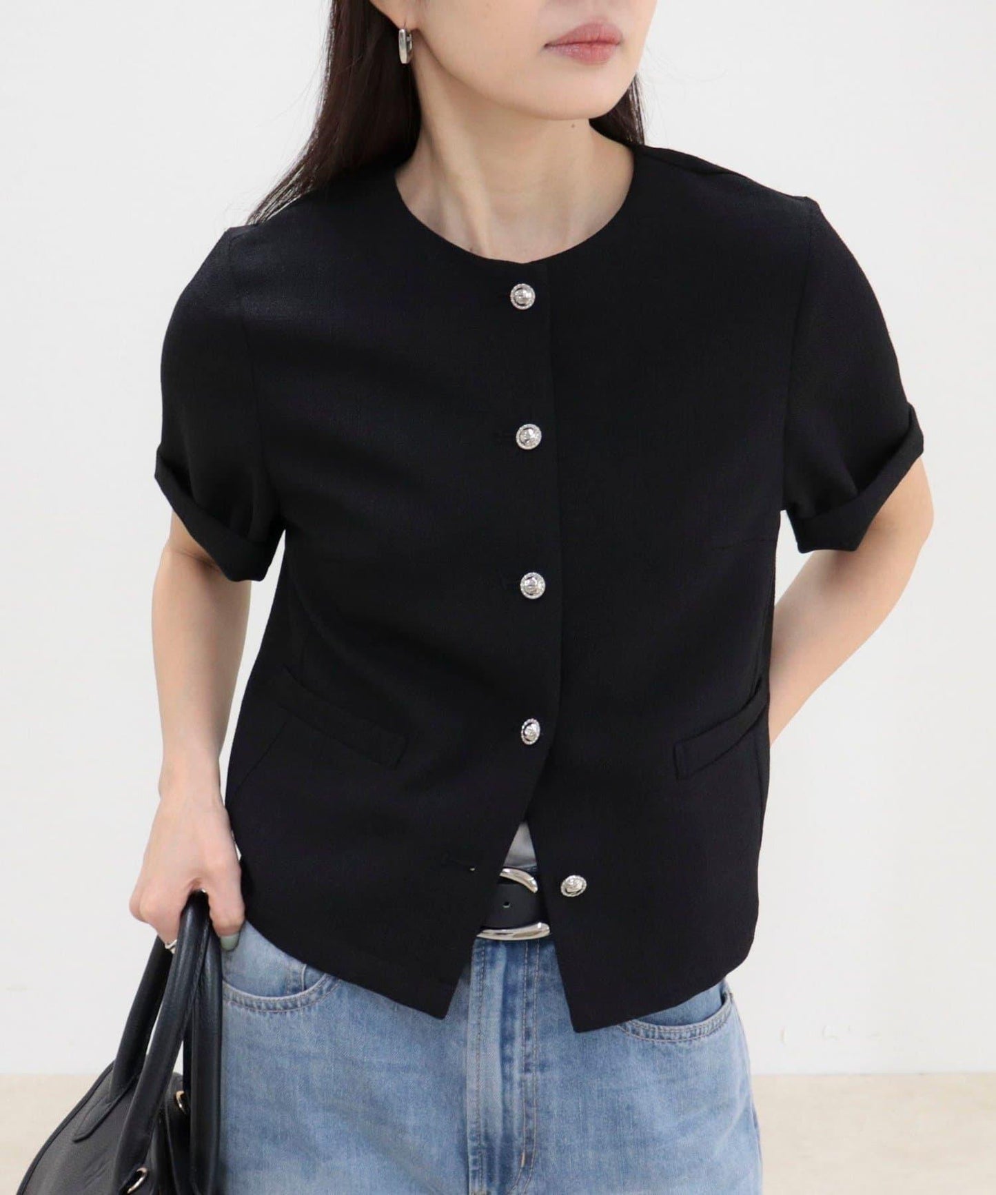 @sora_522m企畫 無領五分袖夾克