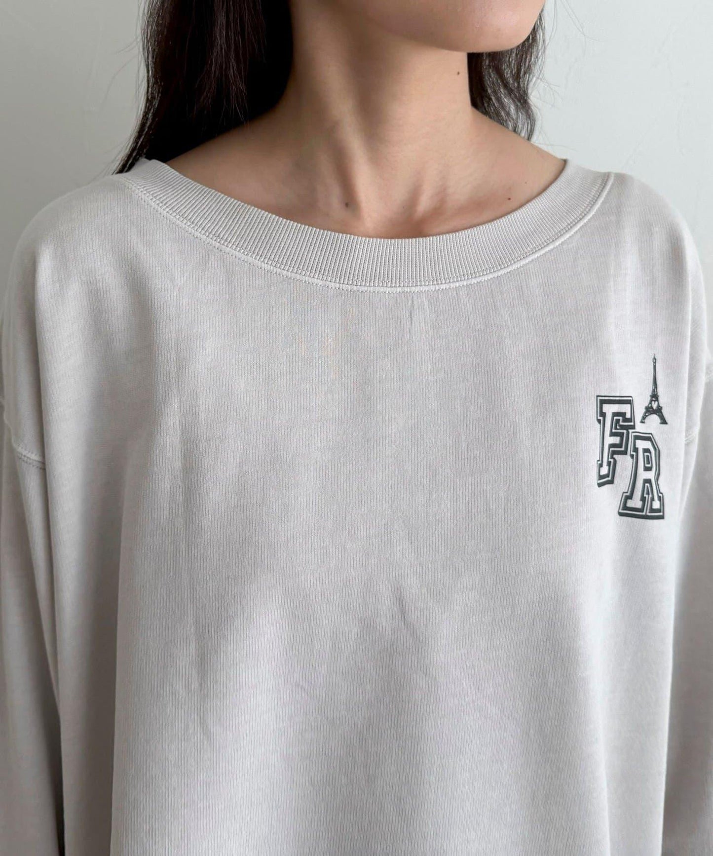 做舊毛圈露肩套頭衛衣