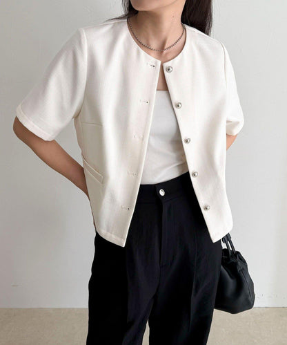 @sora_522m企畫 無領五分袖夾克