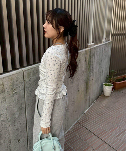 閃亮Logo 下襬蕾絲 羅紋 上衣