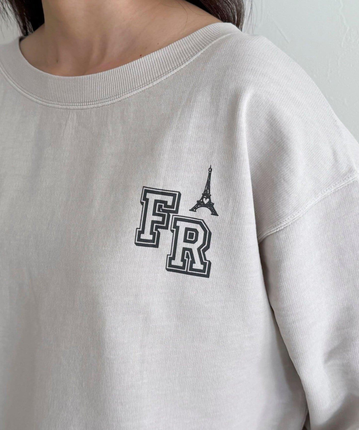 做舊毛圈露肩套頭衛衣