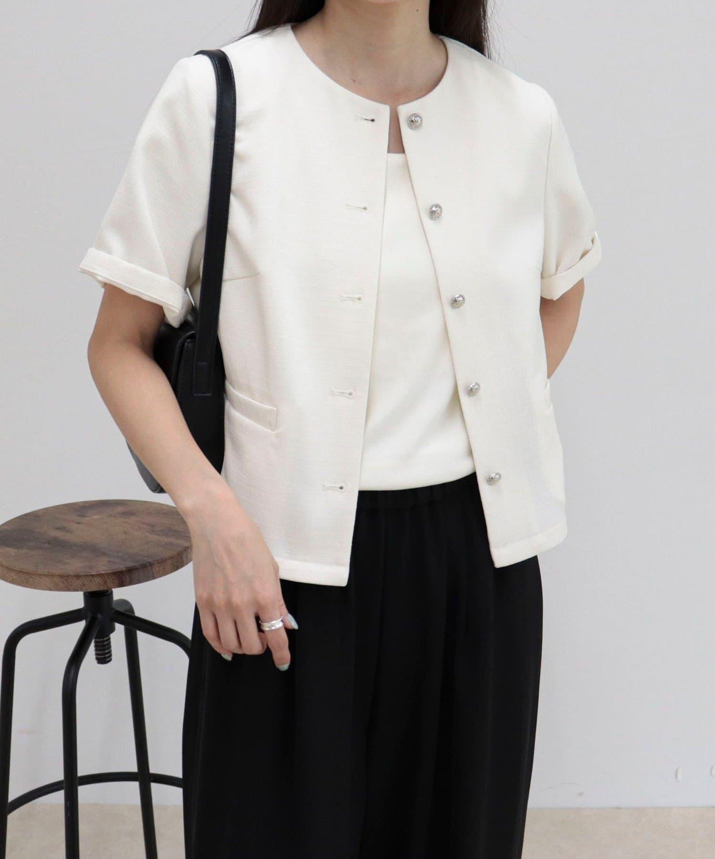 @sora_522m企畫 無領五分袖夾克