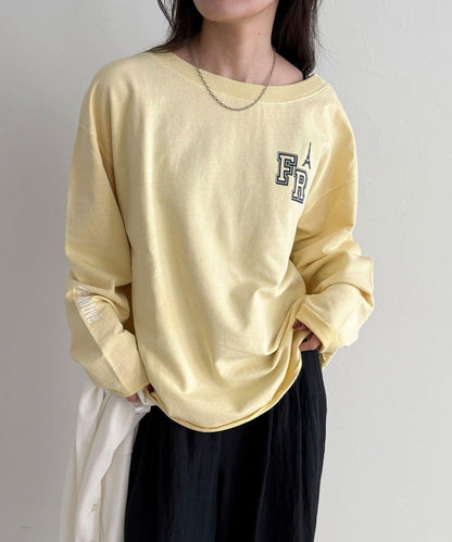 做舊毛圈露肩套頭衛衣