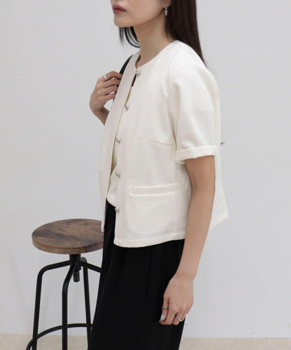 @sora_522m企畫 無領五分袖夾克