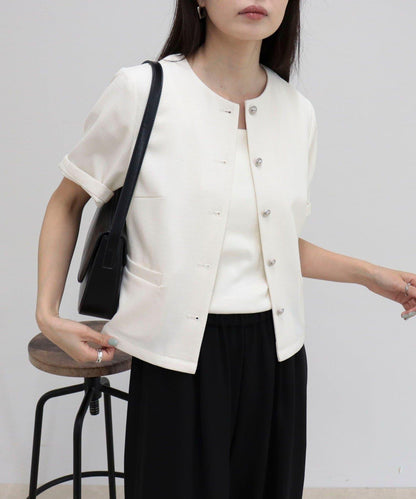 @sora_522m企畫 無領五分袖夾克