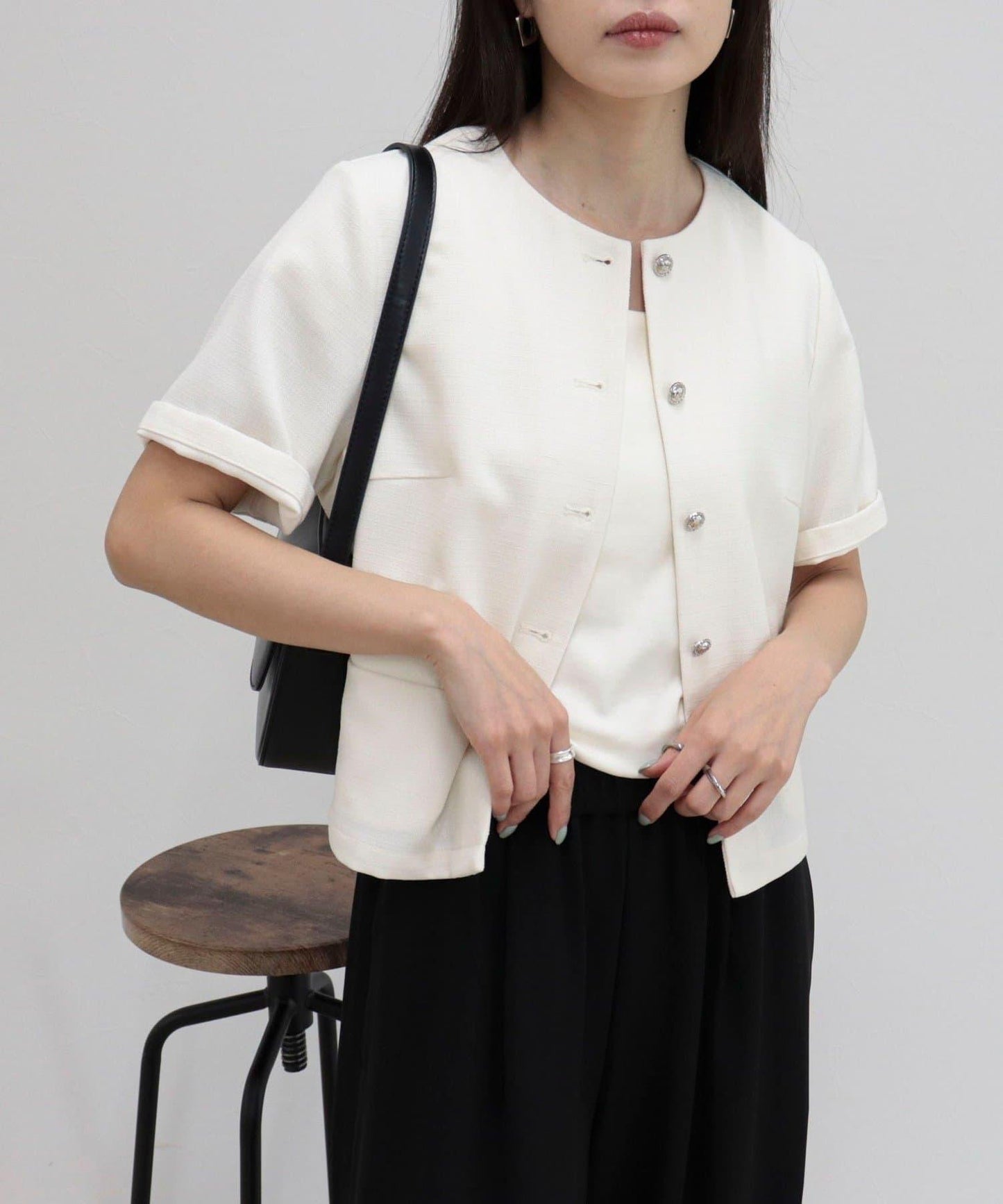 @sora_522m企畫 無領五分袖夾克