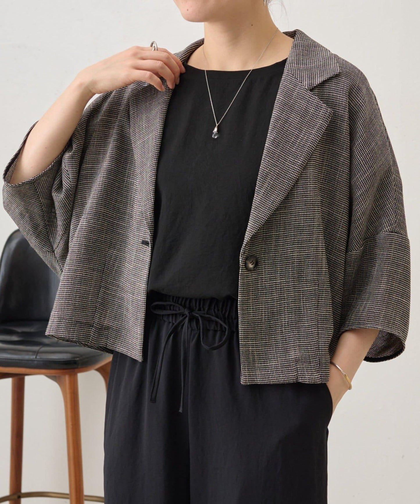 半袖粗花呢夾克