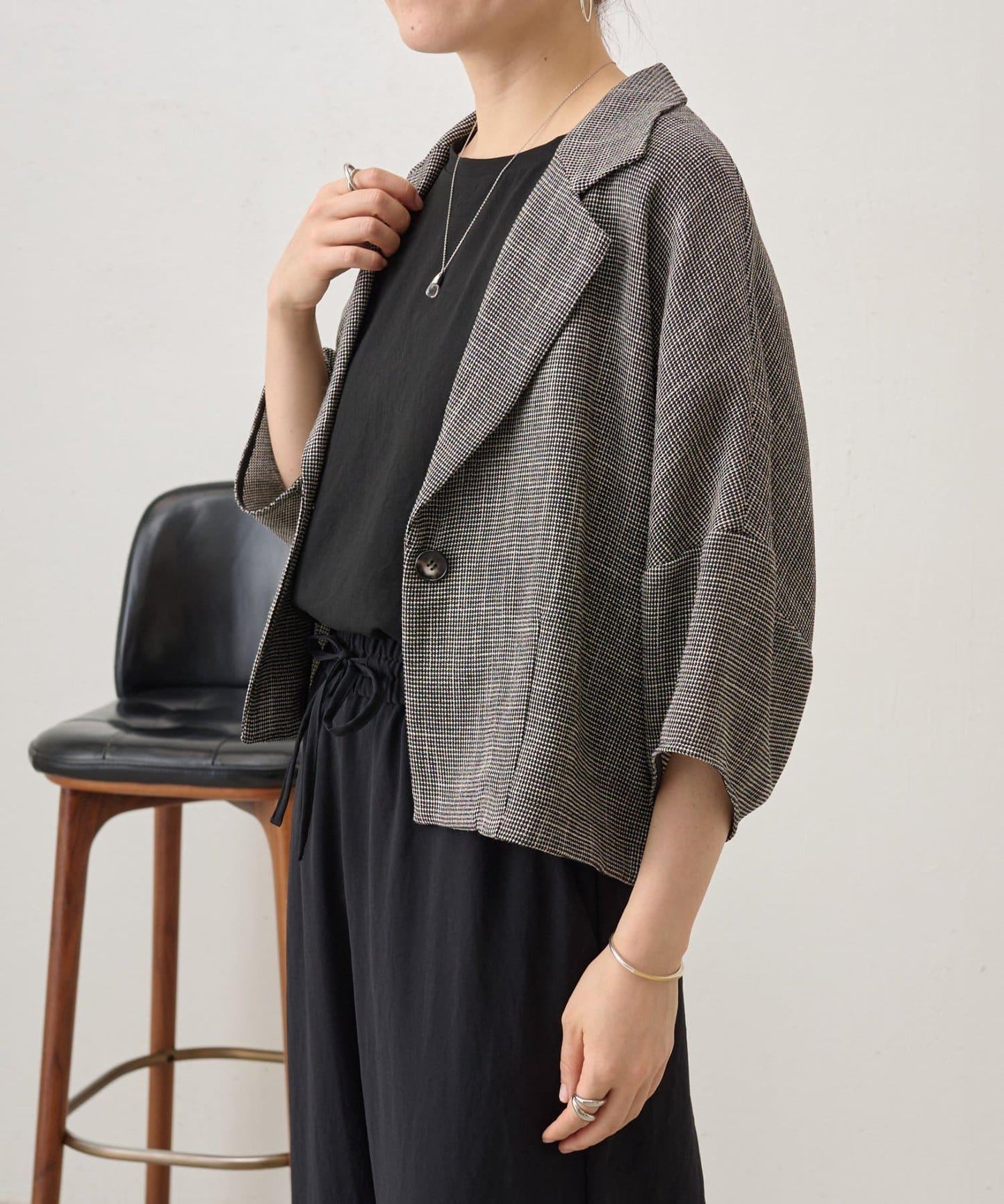 半袖粗花呢夾克