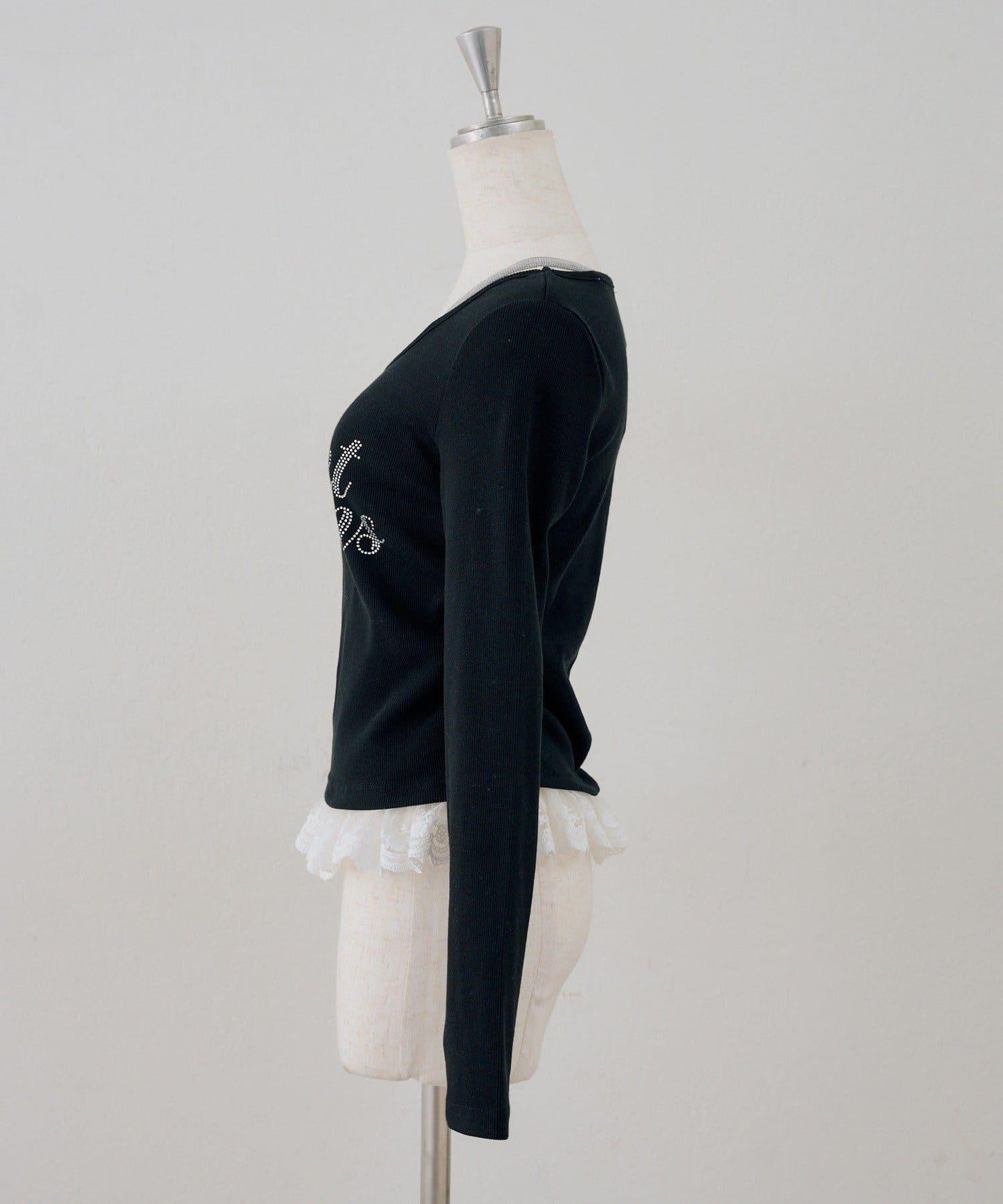 閃亮Logo 下襬蕾絲 羅紋 上衣