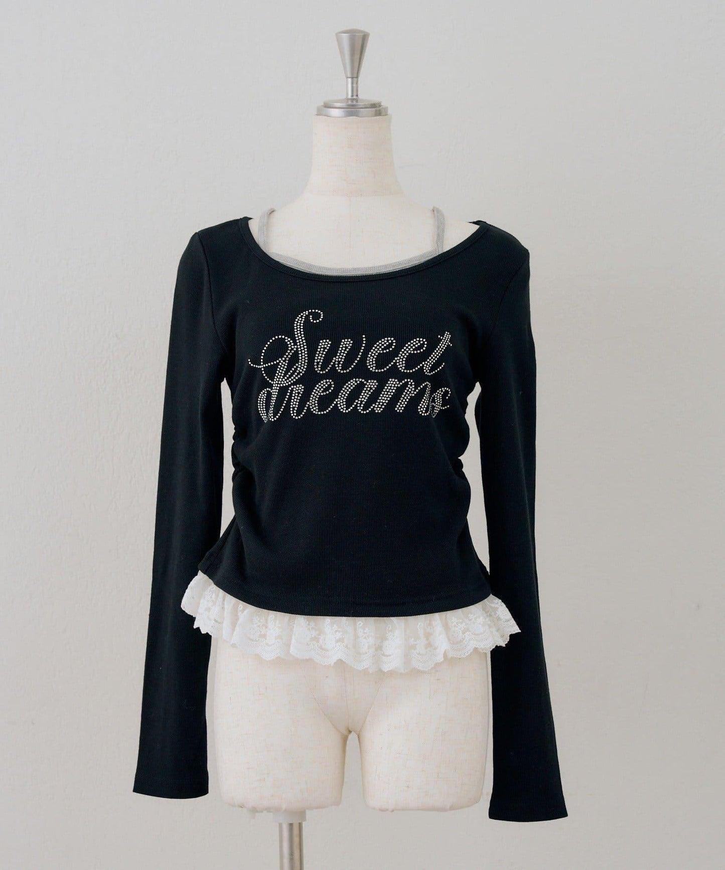 閃亮Logo 下襬蕾絲 羅紋 上衣