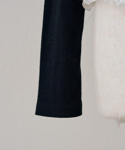 閃亮Logo 下襬蕾絲 羅紋 上衣