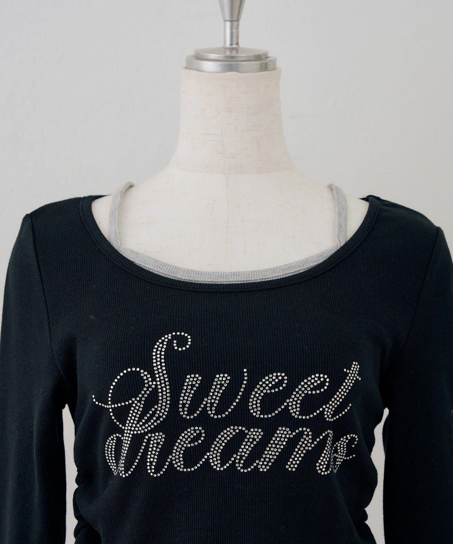 閃亮Logo 下襬蕾絲 羅紋 上衣