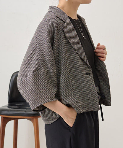 半袖粗花呢夾克