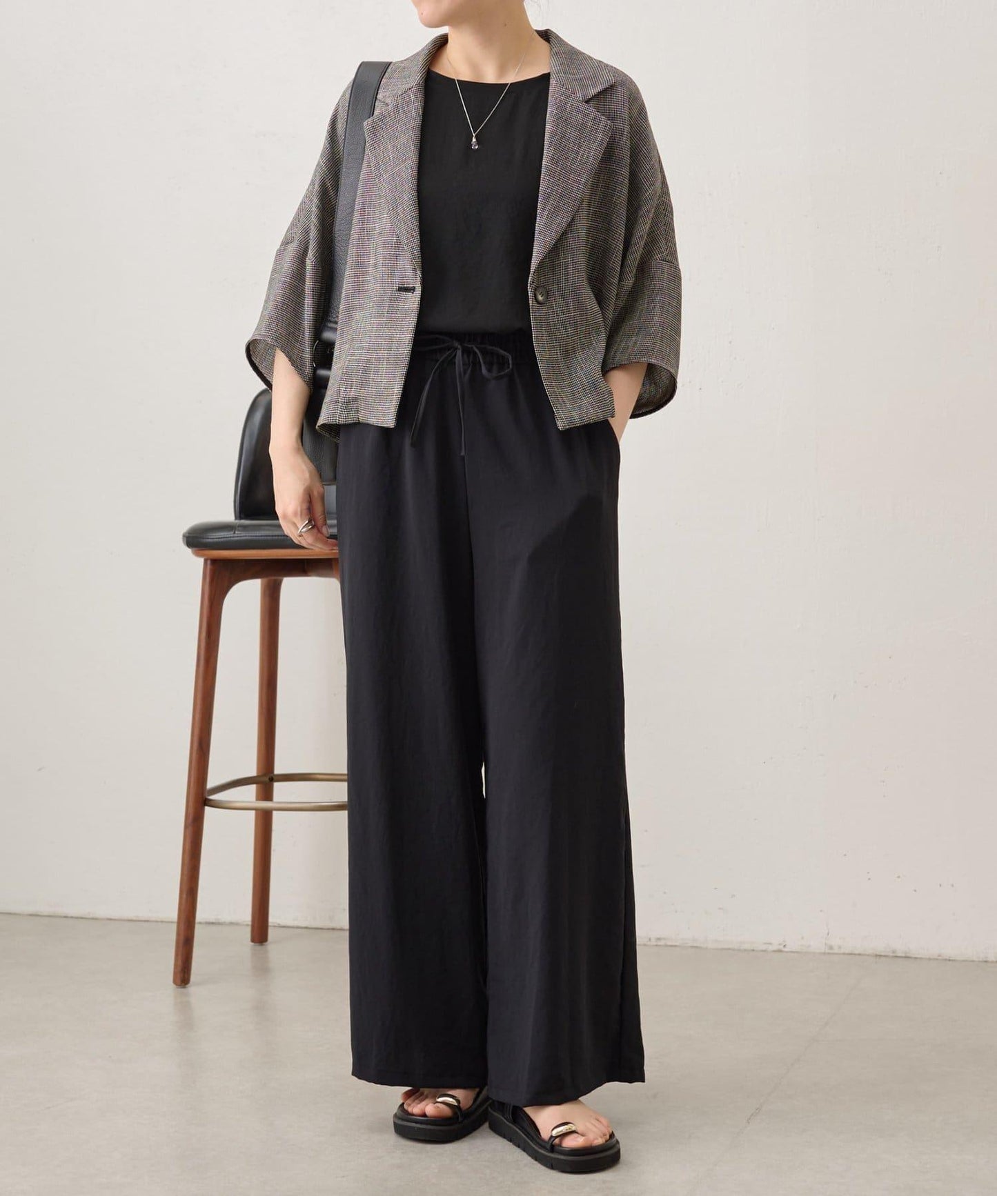 半袖粗花呢夾克