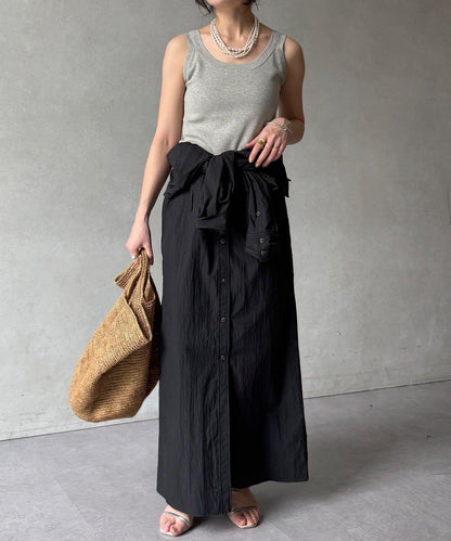 可定型領長款襯衫式連衣裙