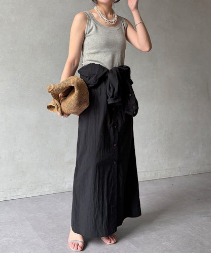 可定型領長款襯衫式連衣裙