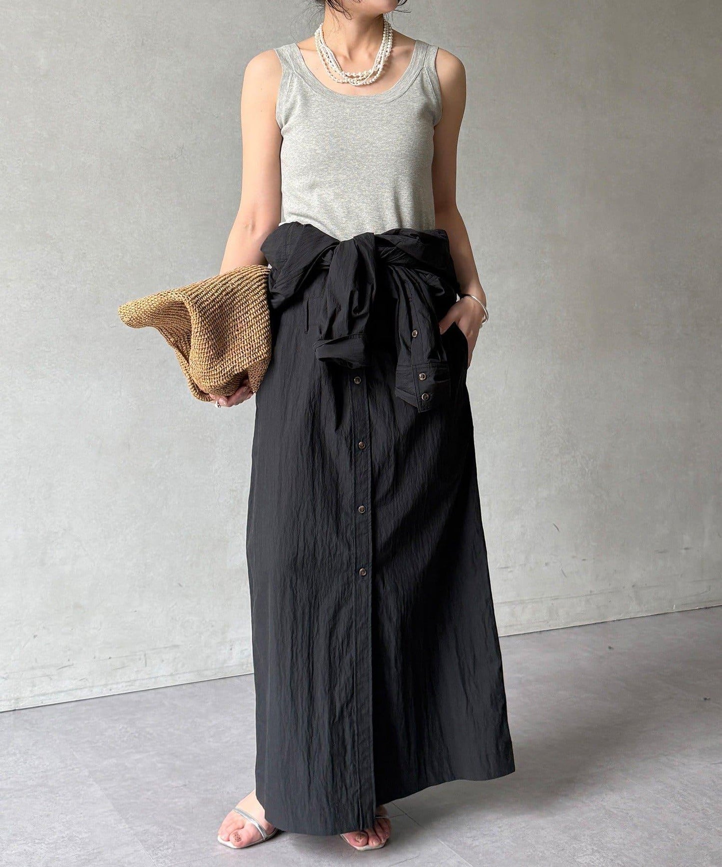 可定型領長款襯衫式連衣裙