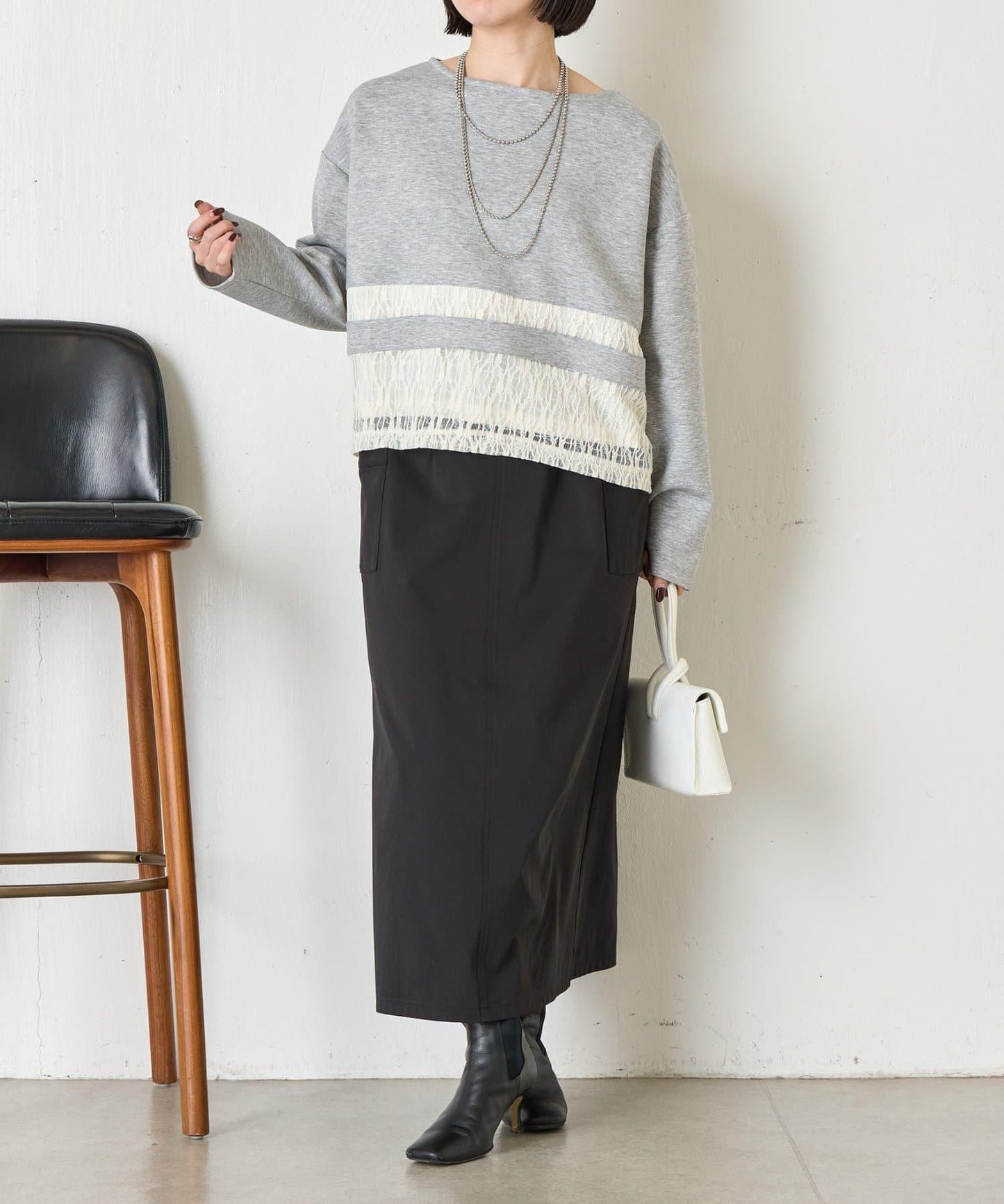 蕾絲拼接設計 套頭上衣