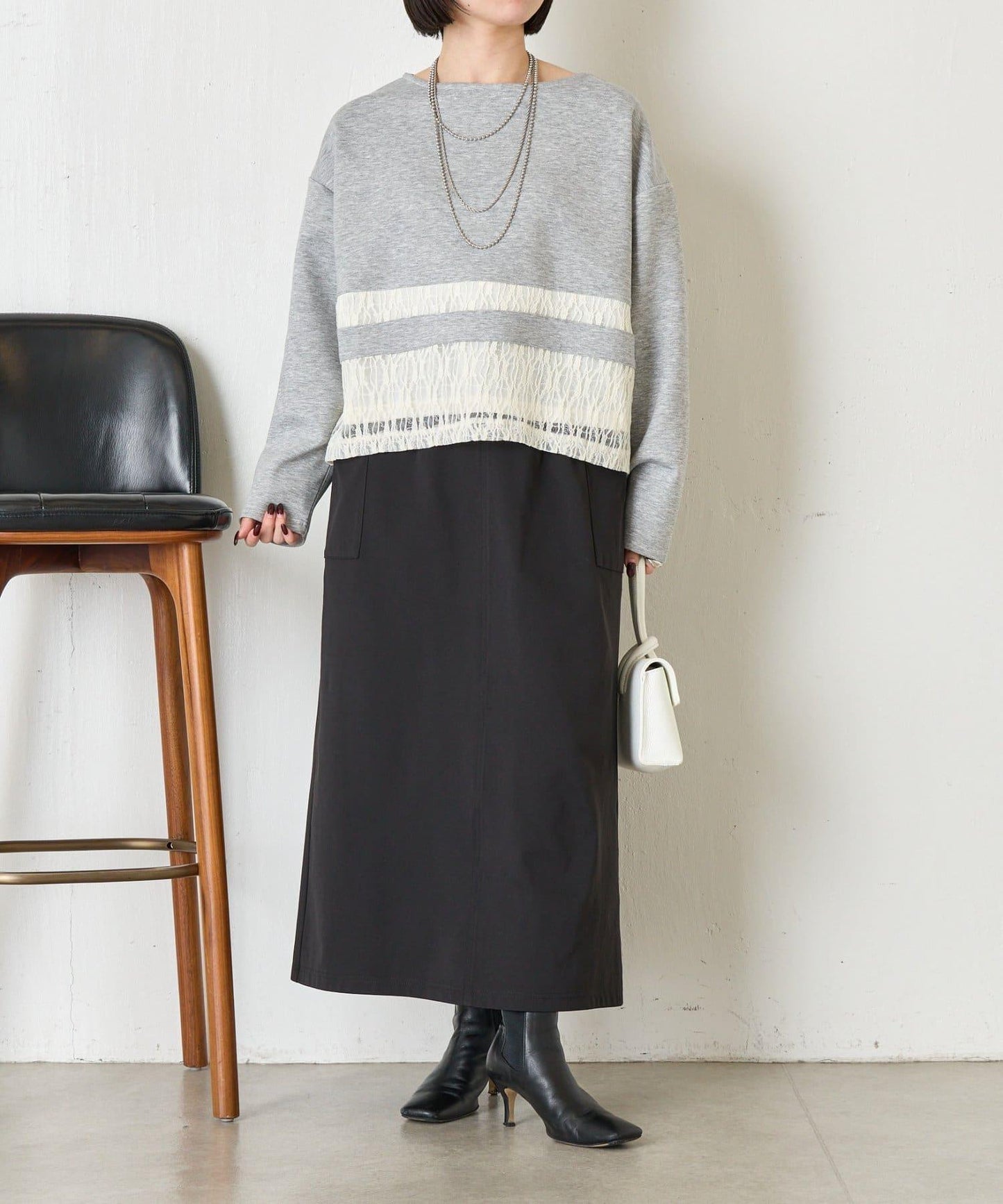 蕾絲拼接設計 套頭上衣