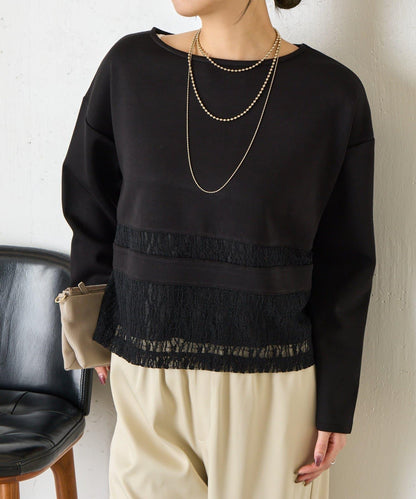 蕾絲拼接設計 套頭上衣