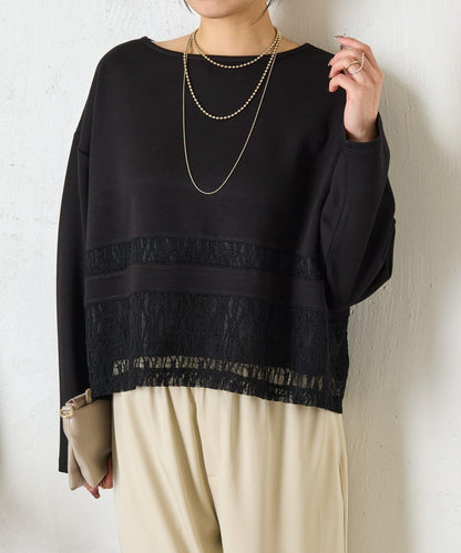 蕾絲拼接設計 套頭上衣