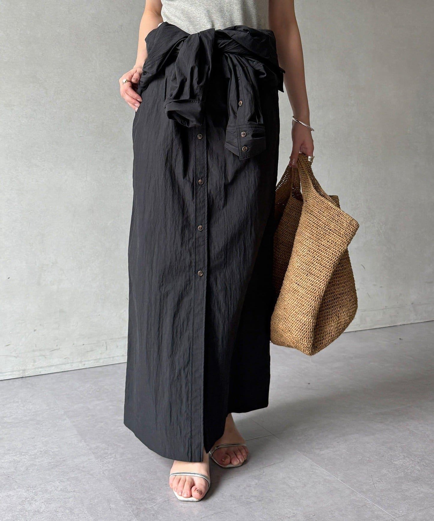 可定型領長款襯衫式連衣裙