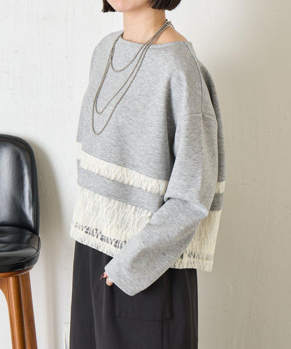 蕾絲拼接設計 套頭上衣