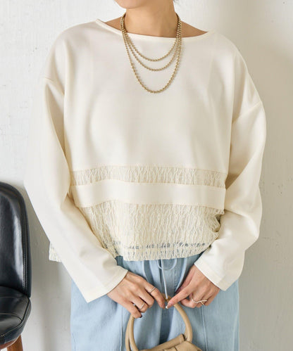 蕾絲拼接設計 套頭上衣