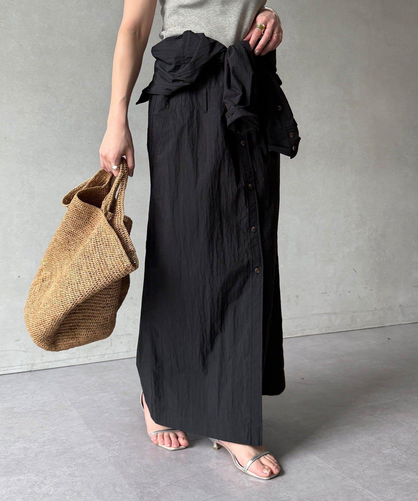 可定型領長款襯衫式連衣裙