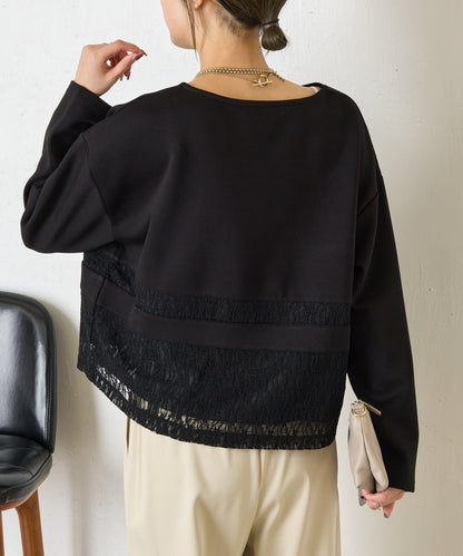 蕾絲拼接設計 套頭上衣